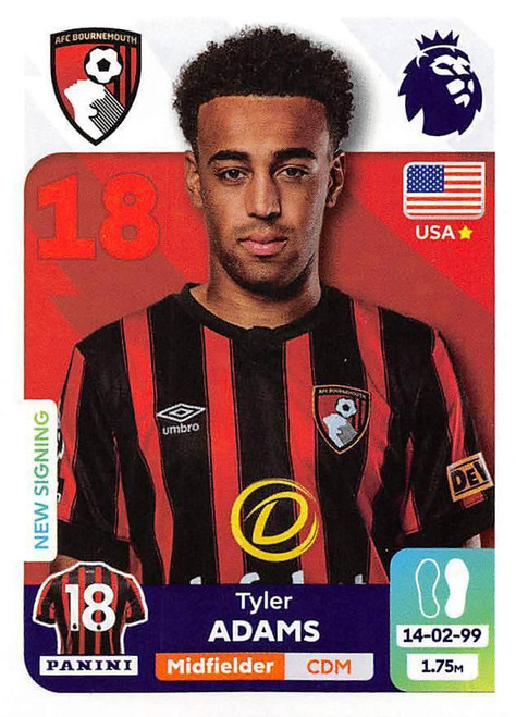 #38 Tyler Adams (AFC Bournemouth) Panini Premier League 2024 Sticker Collection