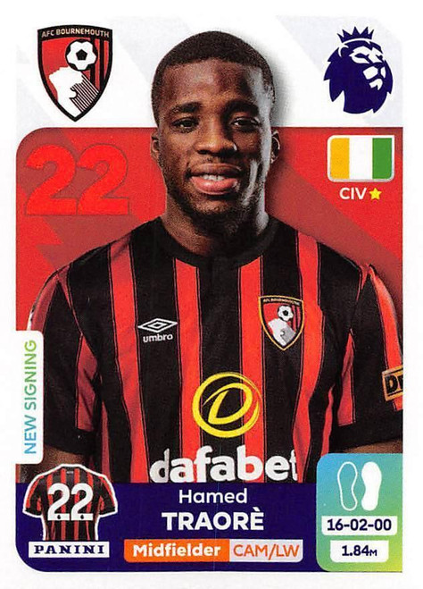 #39 Hamed Traore (AFC Bournemouth) Panini Premier League 2024 Sticker Collection