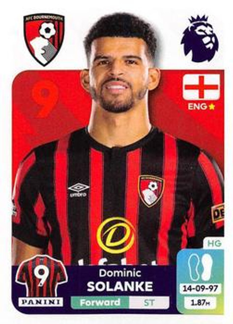 #41 Dominic Solanke (AFC Bournemouth) Panini Premier League 2024 Sticker Collection #41 Dominic Solanke (AFC Bournemouth) Panini Premier League 2024 Sticker Collection