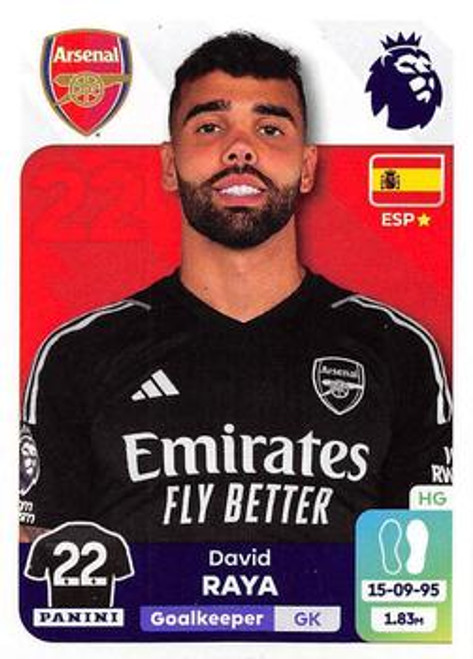 #54 David Raya (Arsenal) Panini Premier League 2024 Sticker Collection