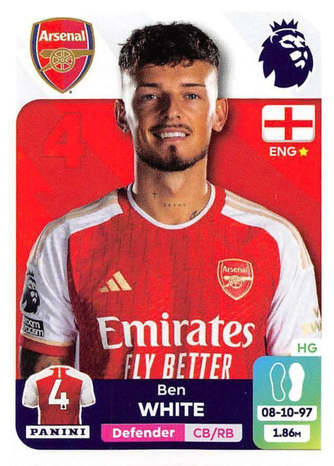 #56 Ben White (Arsenal) Panini Premier League 2024 Sticker Collection