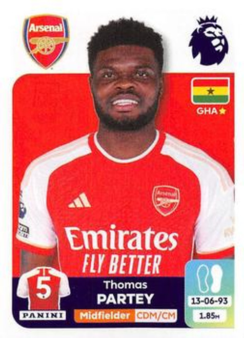 #62 Thomas Partey (Arsenal) Panini Premier League 2024 Sticker Collection