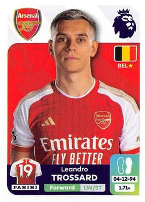 #72 Leandro Trossard (Arsenal) Panini Premier League 2024 Sticker Collection