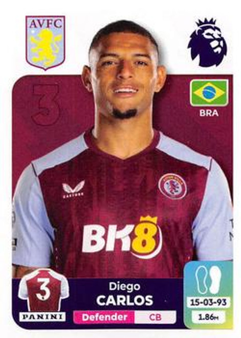 #85 Diego Carlos (Aston Villa) Panini Premier League 2024 Sticker Collection