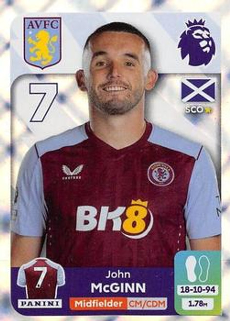 #93 John McGinn (Aston Villa) Panini Premier League 2024 Sticker Collection