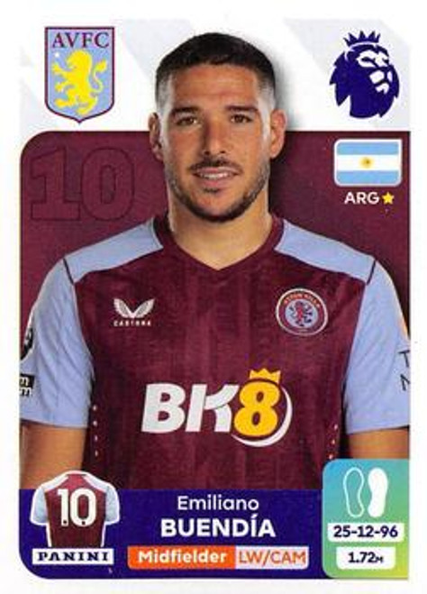 #95 Emiliano Buendia (Aston Villa) Panini Premier League 2024 Sticker Collection