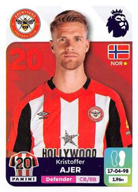 #117 Kristoffer Ajer (Brentford) Panini Premier League 2024 Sticker Collection