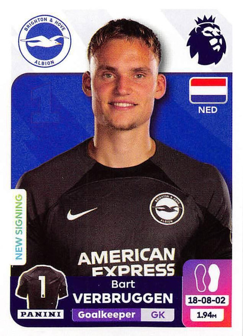 #140 Bart Verbruggen (Brighton & HA) Panini Premier League 2024 Sticker Collection