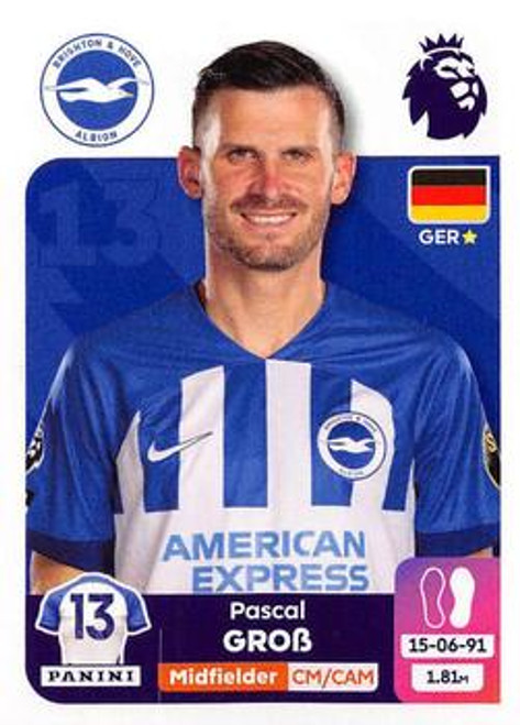 #152 Pascal Groß (Brighton & HA) Panini Premier League 2024 Sticker Collection