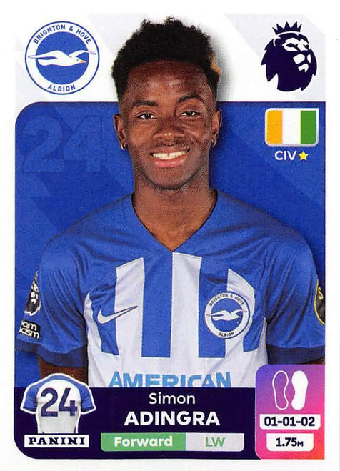 #158 Simon Adingra (Brighton & HA) Panini Premier League 2024 Sticker Collection