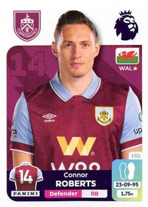 #173 Connor Roberts (Burnley) Panini Premier League 2024 Sticker Collection