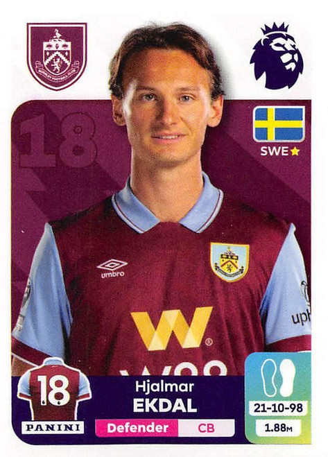 #174 Hjalmar Ekdal (Burnley) Panini Premier League 2024 Sticker Collection