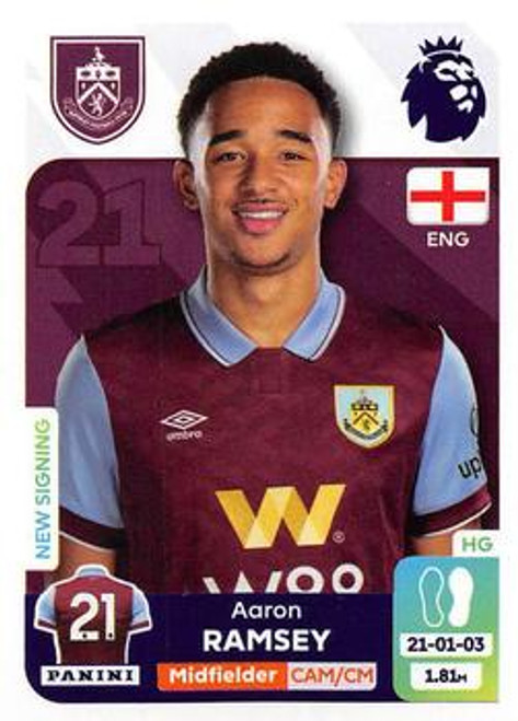 #182 Aaron Ramsey (Burnley) Panini Premier League 2024 Sticker Collection