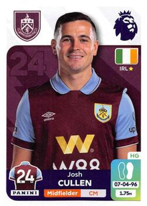 #183 Josh Cullen (Burnley) Panini Premier League 2024 Sticker Collection