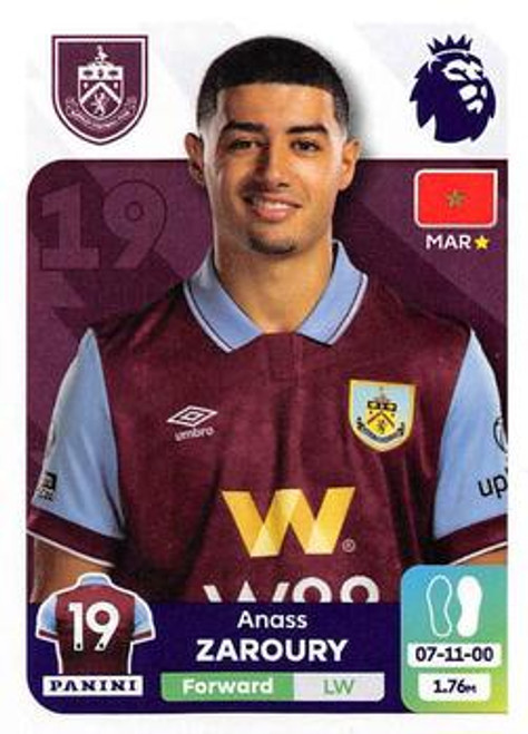 #187 Anass Zaroury (Burnley) Panini Premier League 2024 Sticker Collection