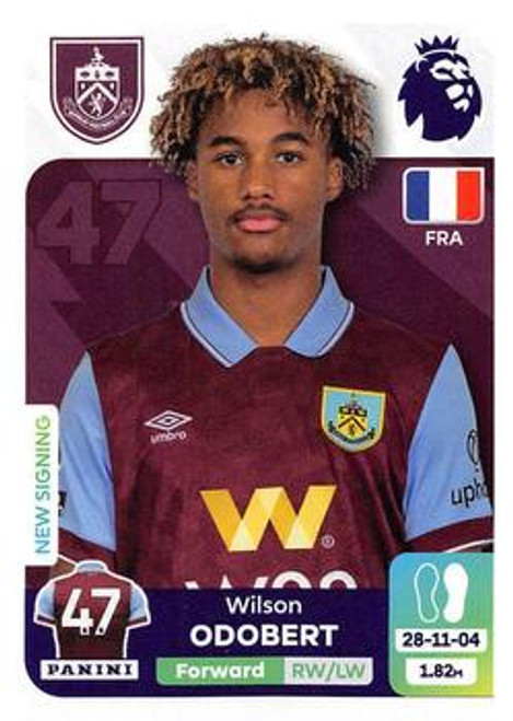 #189 Wilson Odobert (Burnley) Panini Premier League 2024 Sticker Collection