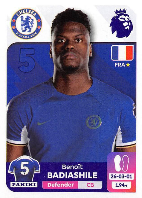 #202 Benoît Badiashile (Chelsea) Panini Premier League 2024 Sticker Collection