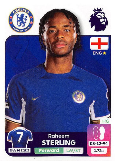 #214 Raheem Sterling (Chelsea) Panini Premier League 2024 Sticker Collection