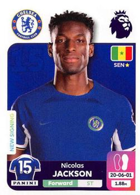 #217 Nicolas Jackson (Chelsea) Panini Premier League 2024 Sticker Collection