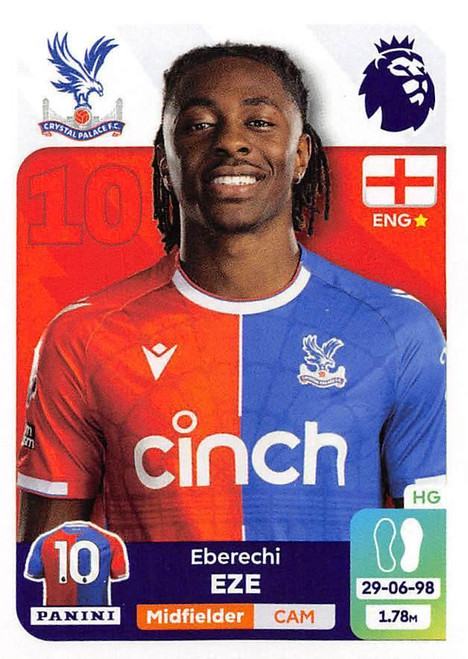 #239 Eberechi Eze (Crystal Palace) Panini Premier League 2024 Sticker Collection