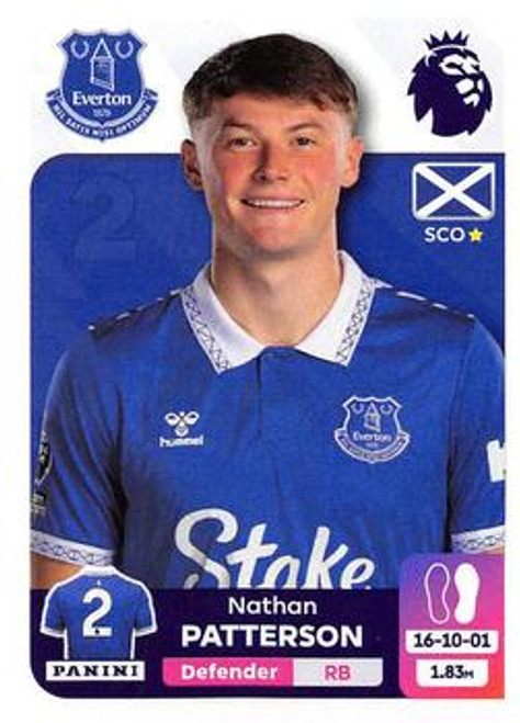 #258 Nathan Patterson (Everton) Panini Premier League 2024 Sticker Collection