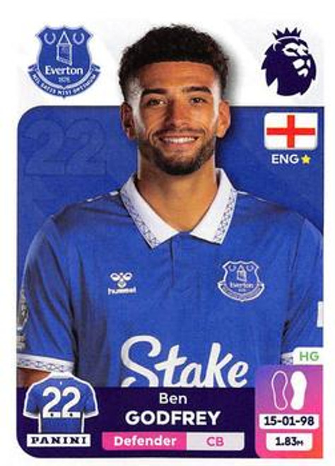 #263 Ben Godfrey (Everton) Panini Premier League 2024 Sticker Collection