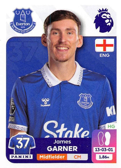 #270 James Garner (Everton) Panini Premier League 2024 Sticker Collection