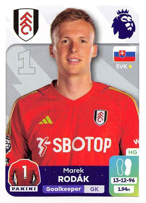 #285 Marek Rodak (Fulham) Panini Premier League 2024 Sticker Collection