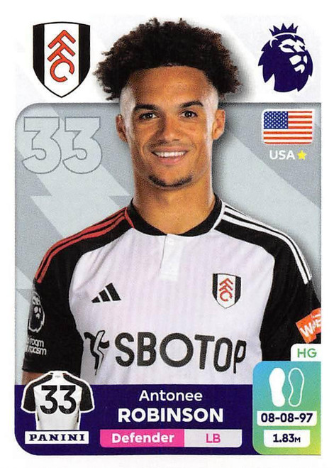 #293 Antonee Robinson (Fulham) Panini Premier League 2024 Sticker Collection