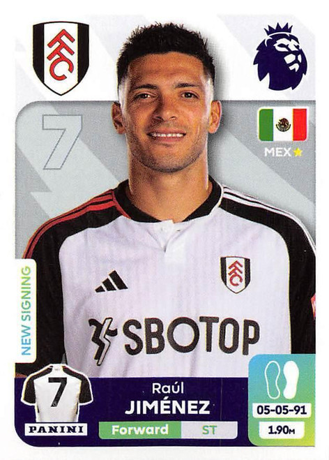 #301 Raul Jimenez (Fulham) Panini Premier League 2024 Sticker Collection