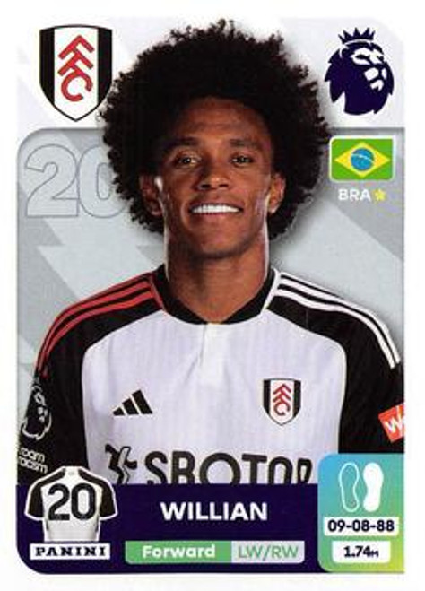 #304 Willian (Fulham) Panini Premier League 2024 Sticker Collection