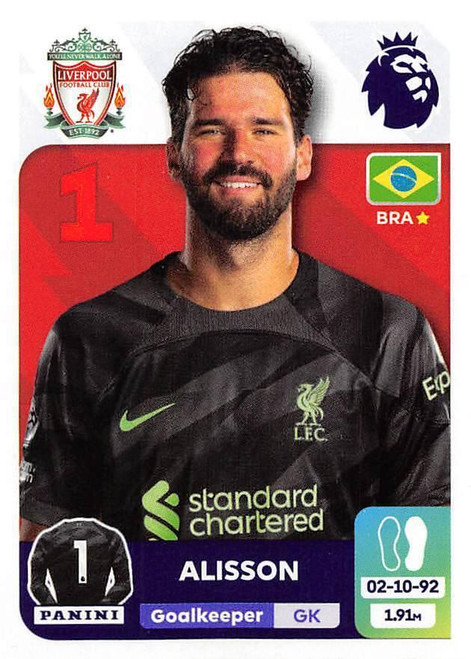 #348 Alisson (Liverpool) Panini Premier League 2024 Sticker Collection