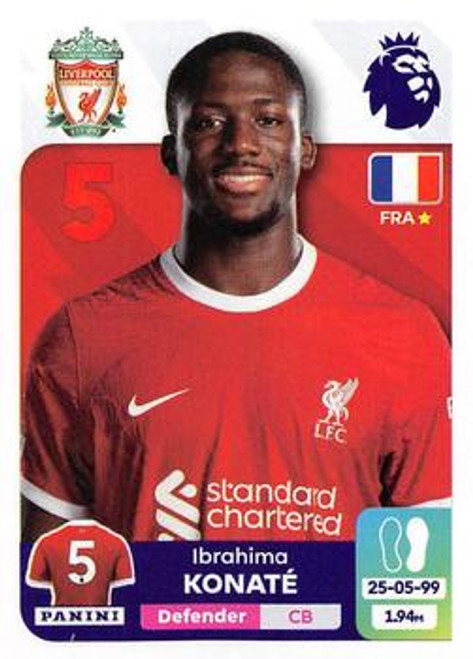 #352 Ibrahima Konate (Liverpool) Panini Premier League 2024 Sticker Collection