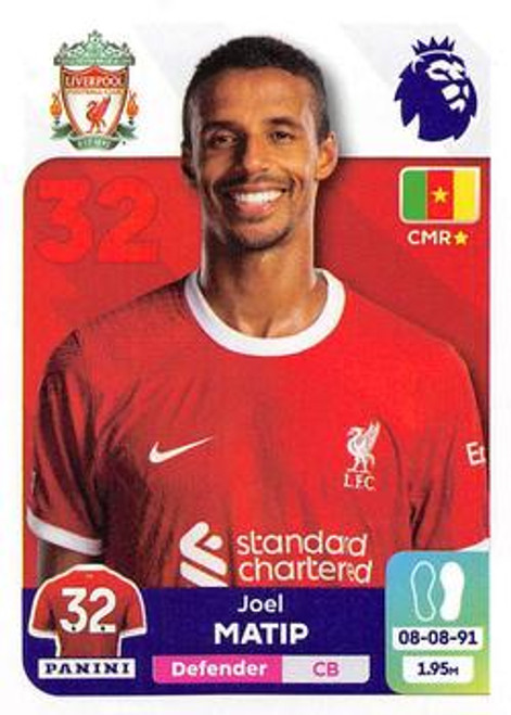#354 Joel Matip (Liverpool) Panini Premier League 2024 Sticker Collection