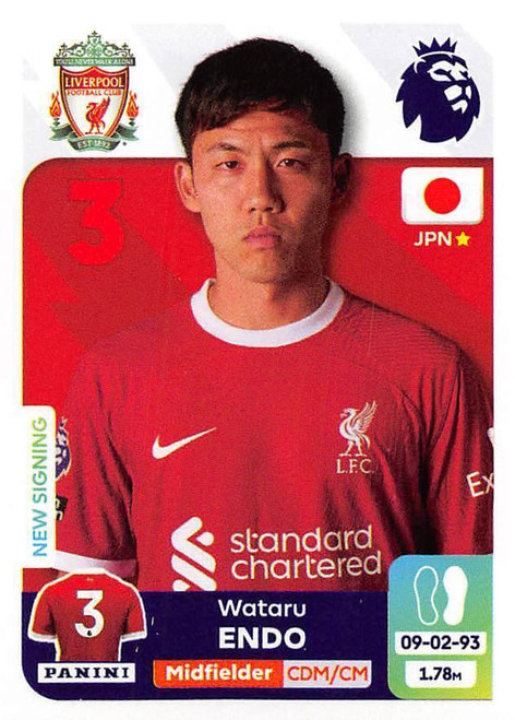 #356 Wataru Endo (Liverpool) Panini Premier League 2024 Sticker Collection