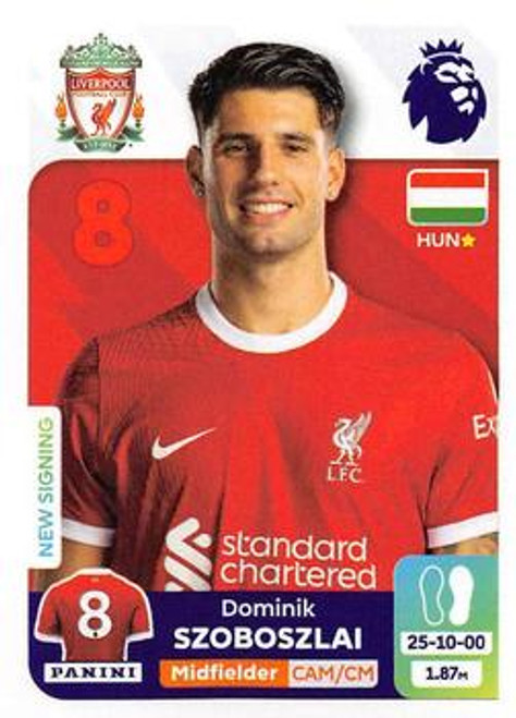 #358 Dominik Szoboszlai (Liverpool) Panini Premier League 2024 Sticker Collection
