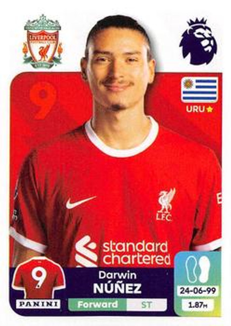 #365 Darwin Nunez (Liverpool) Panini Premier League 2024 Sticker Collection