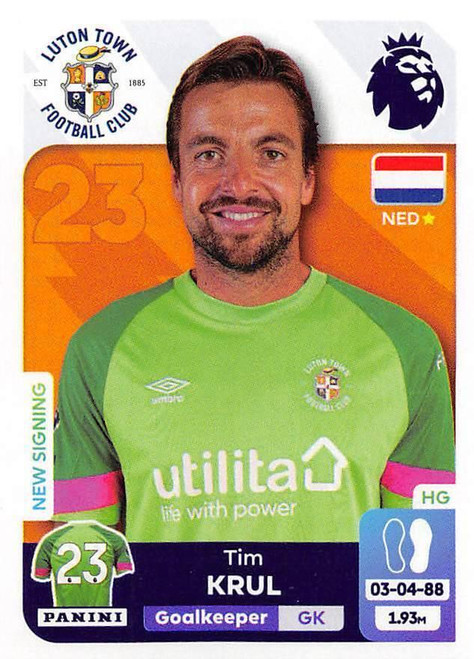 #377 Tim Krul (Luton Town) Panini Premier League 2024 Sticker Collection