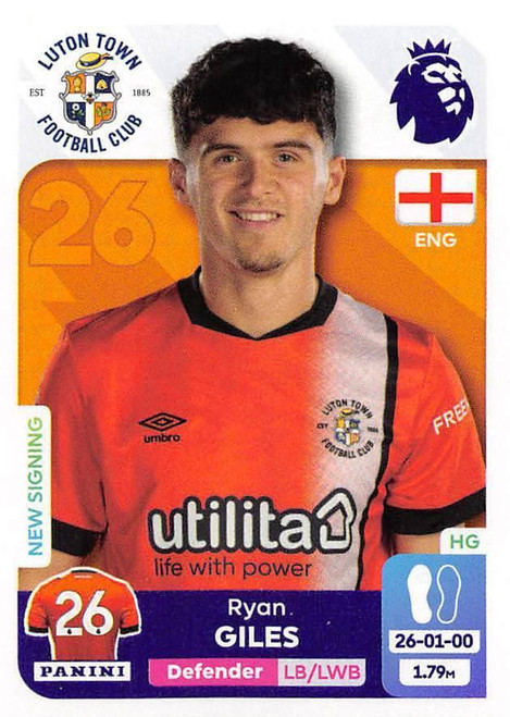 #385 Ryan Giles (Luton Town) Panini Premier League 2024 Sticker Collection