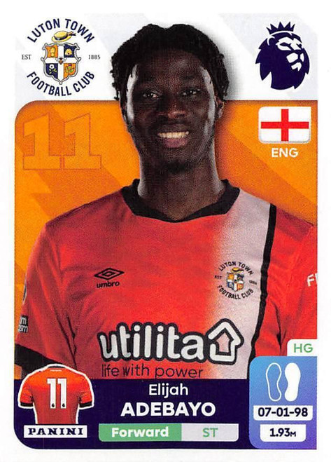 #396 Elijah Adebayo (Luton Town) Panini Premier League 2024 Sticker Collection