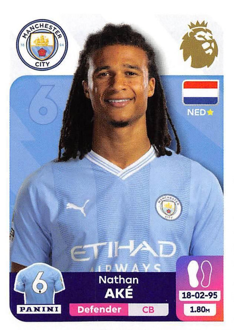 #411 Nathan Ake (Manchester City) Panini Premier League 2024 Sticker Collection