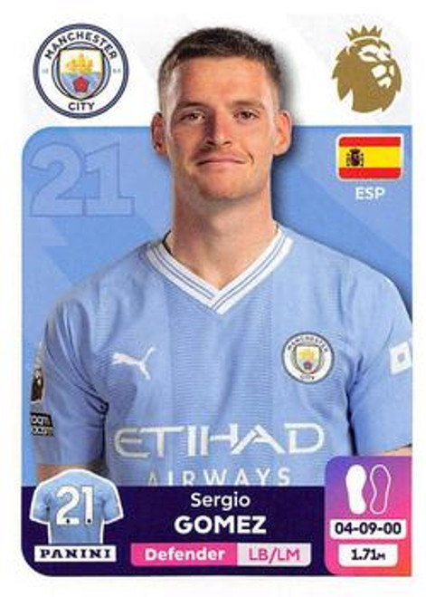 #412 Sergio Gomez (Manchester City) Panini Premier League 2024 Sticker Collection