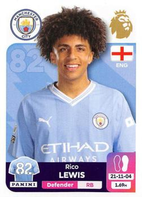 #415 Rico Lewis (Manchester City) Panini Premier League 2024 Sticker Collection