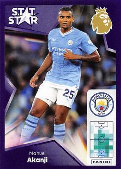 #430 Manuel Akanji STAT STAR (Manchester City) Panini Premier League 2024 Sticker Collection