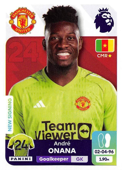 #436 Andre Onana (Manchester United) Panini Premier League 2024 Sticker Collection