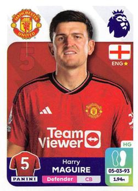 #438 Harry Maguire (Manchester United) Panini Premier League 2024 Sticker Collection