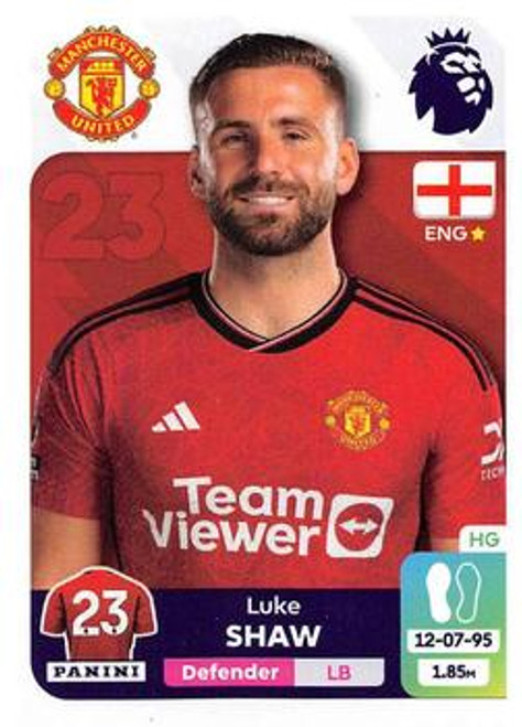 #443 Luke Shaw (Manchester United) Panini Premier League 2024 Sticker Collection