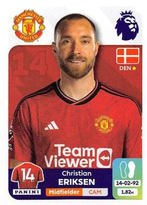 #448 Christian Eriksen (Manchester United) Panini Premier League 2024 Sticker Collection