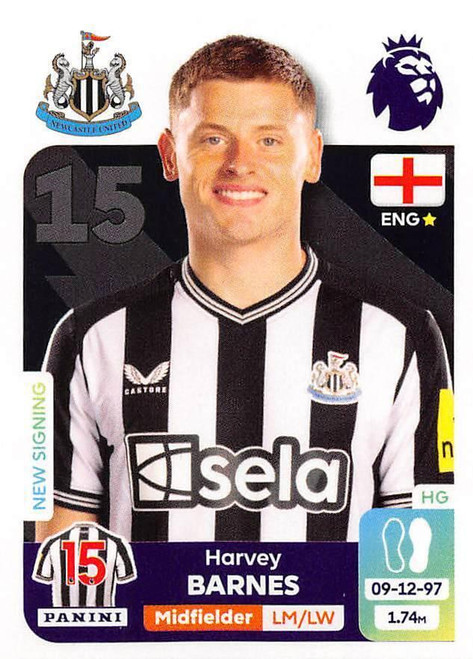 #476 Harvey Barnes (Newcastle United) Panini Premier League 2024 Sticker Collection