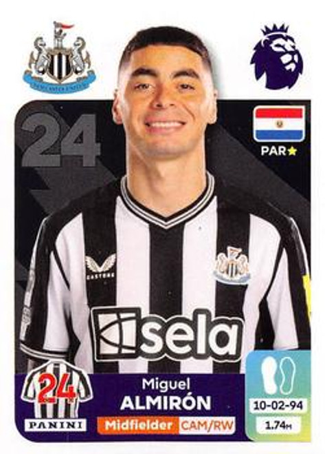 #477 Miguel Almiron (Newcastle United) Panini Premier League 2024 Sticker Collection